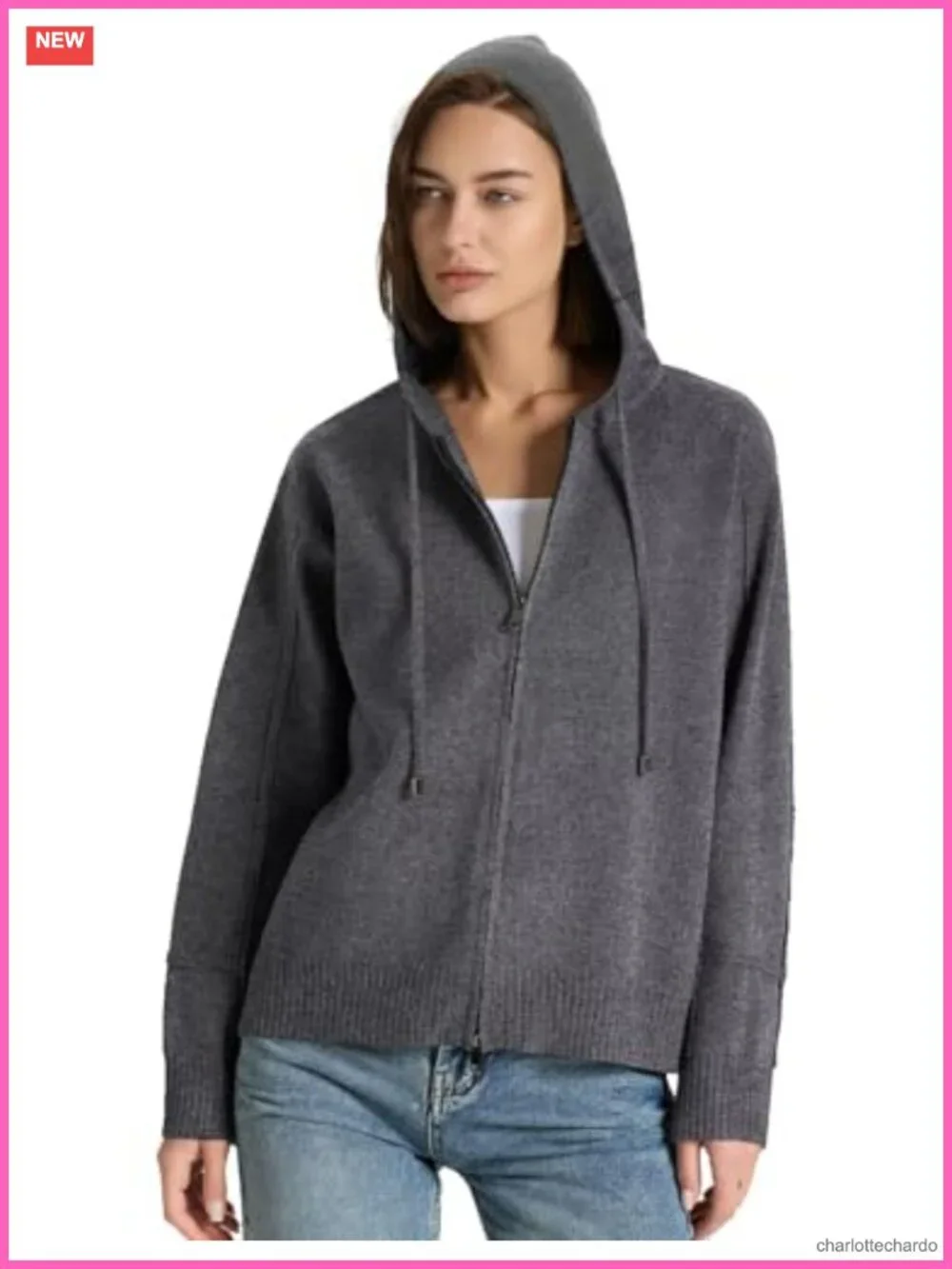 Full Zip Up Hoodie Cardigan Long Sleeve Drawstring Knit Sweater